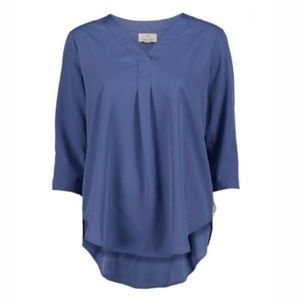 Blue 3/4 Sleeve V-Neck Tunic, M